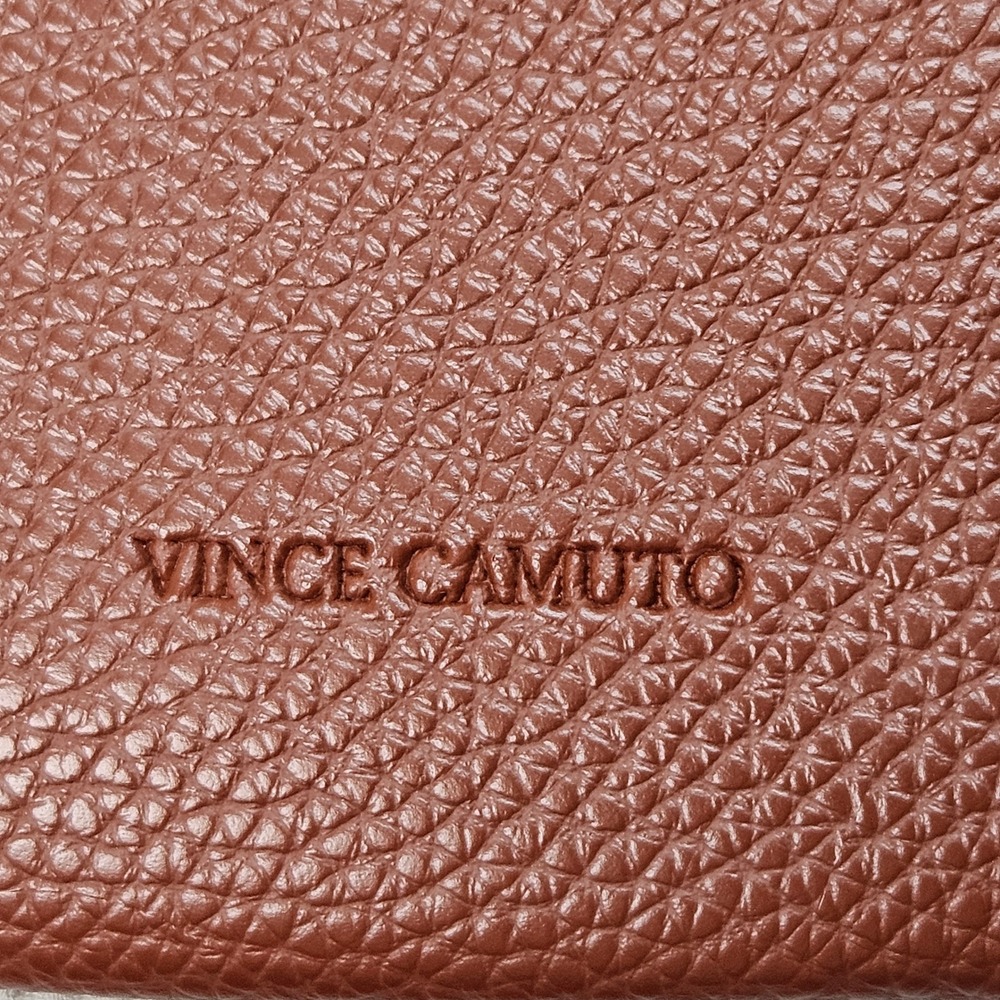 Vince Camuto Brown‎ Pebbled Leather Tote Bag Black Stripe Shopper Mens Womens - Picture 3 of 14